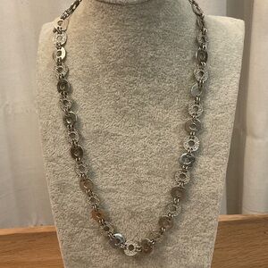 Bijoux Terner Silver Tone Textured & Smooth Circle Link Necklace